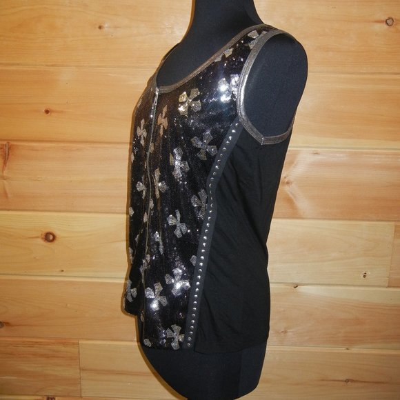 Platinum Plush Tank Top Size XL Black & Silver Front Zipper NWOT - Picture 5 of 10